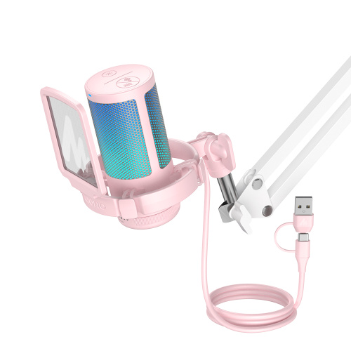 Maono DGM20S (pink), конденсаторный USB микрофон, пантограф, 24bit 48kHz, RGB подсветка,поп-фильтр фото 6