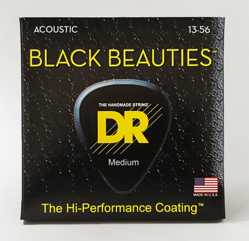 DR BKA-13 BLACK BEAUTIES струны для акустической гитары чёрные 13 56