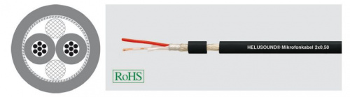 Helukabel 400080 Микрофонный кабель 6,7мм,2x0,5мм, витой анодир.экран+фольга, для больших дистанций