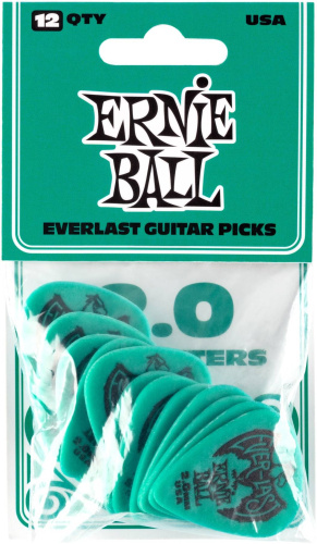 Ernie Ball 9196 делриновый нескользящий медиатор Everlast, 2 мм, тиловый, упаковка 12 шт. фото 2
