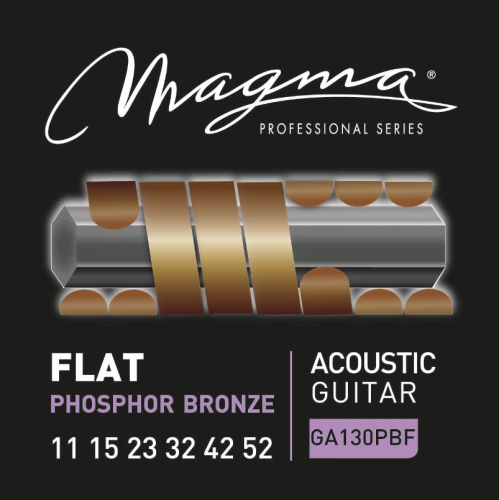Magma Strings GA130PBF Струны с плоской обмоткой для акустической гитары 11-52, Серия: Flat Phosphor Bronze, Калибр: 11-15-23-32-42-52, Обмотка: плоск
