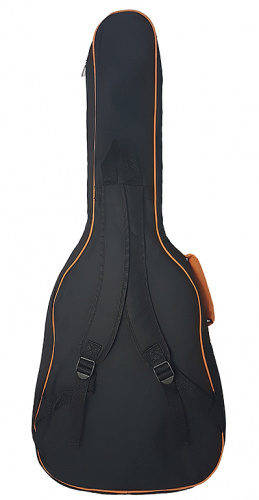 BaggZ AB-41-7OA Чехол для акустической гитары, 41", защитное уплотнение 10мм 600D, цвет черный, оранжевая окантовка фото 3