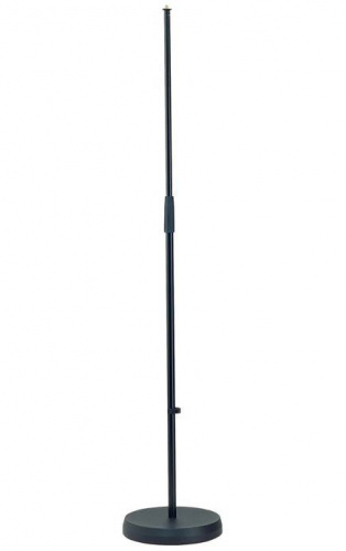 K&M 26000-300-55 прямая микрофонная стойка, круглое основание, высота 870-1565 мм, цвет чёрный