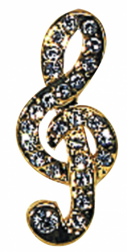GEWA PINS Treble Cleff значок скрипичный ключ, позолоченный, с иммитацией драгоценных камней