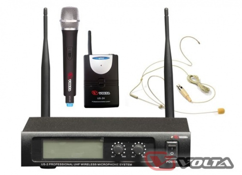 VOLTA US-2X (614.15/710.20) Микрофонная радиосистема с ручным и головным микрофонами UHF диапазона