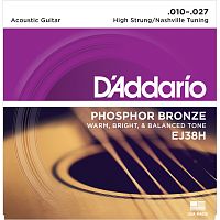 D'Addario EJ38H комплект тонких струн (6 шт) для 12 стр. гит, фосф. бр, 010-027.