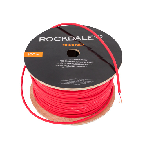 ROCKDALE M008 red микрофонный кабель в бухте для балансных соединений, OFC структура 84х0,1+2х(28х0,1), красный, длина 100 метро