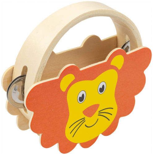 BEE DF603 Lion Тамбурин деревянный без мембраны с 3 парами джинглов, диаметр 160 мм, дизайн лев фото 3