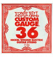 Ernie Ball 1136 струна для электро и акустических гитар. никель, в оплётке, калибр .036