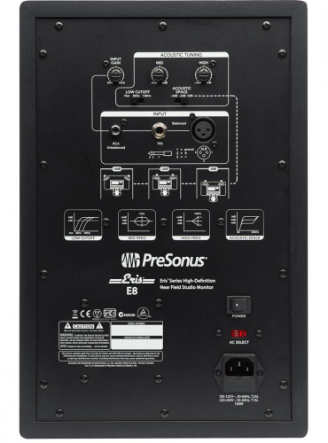 PreSonus Eris E8 активный студийный монитор (bi-amp) 8"+1,25" НЧ75+ВЧ65Вт 35-22000Гц 105дБ(пик) фото 3