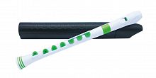 NUVO Recorder+ White/Green with hard case блок-флейта сопрано, строй С, немецкая система, накладка на клапана, материал АБС пластик, цвет белый/зелёны