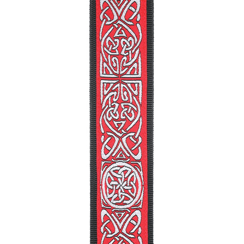 PLANET WAVES 50A07 WOVEN STRAP CELTIC тканый гитарный ремень, кельтский узор на красном фоне фото 2