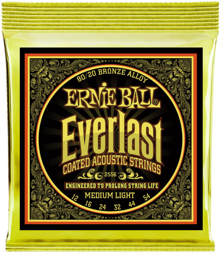 Ernie Ball 2556 струны для акуст.гитары Everlast 80/20 Bronze Medium Light (12-16-24w-32-44-54)