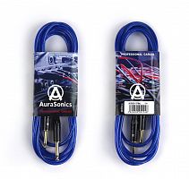 AuraSonics J63J63-3TBU гитарный кабель Jack TS 6.3мм Jack TS 6.3мм 3м, прозрачный синий