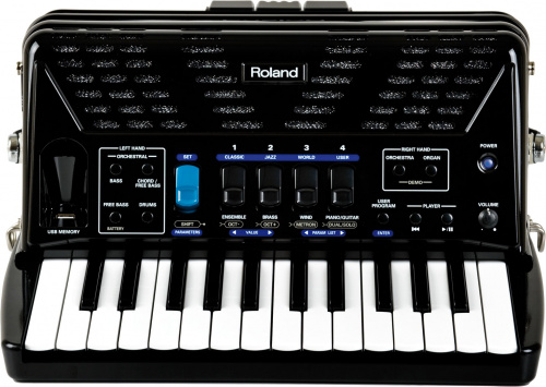 ROLAND FR-1X BK цифровой аккордеон. Полнодиапазонные встроенные динамики в специальном отсеке с фазоинвертором: 7 Вт x 2. Память USB для воспроизведен фото 3
