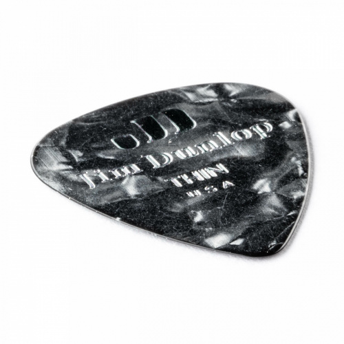 Dunlop Celluloid Black Pearloid Thin 483P02TH 12Pack медиаторы, тонкие, 12 шт. фото 2