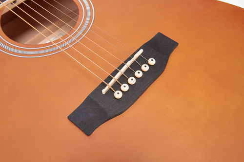 SX SD104BR Гитара акустическая, корпус: липа, гриф: окуме, накладка грифа и нижний порожек: палисандр, колки: хромированное покрытие, цвет коричневый  фото 12