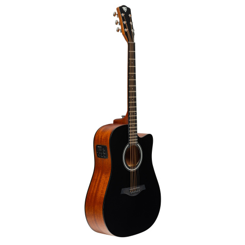 ROCKDALE Aurora D3-E Gloss C BK электроакустическая гитара дредноут с вырезом, цвет черный, глянцевое покрытие фото 2