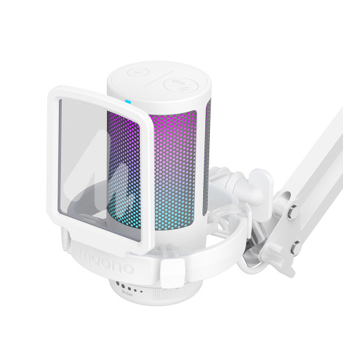 Maono DGM20S (white), конденсаторный USB микрофон, пантограф, 24bit 48kHz, RGB подсветка,поп-фильтр фото 4