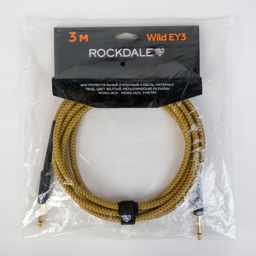 ROCKDALE Wild EY3 инструментальный (гитарный) кабель, материал твид, цвет желтый, металлические разъемы mono jack - mono jack, 3 фото 7