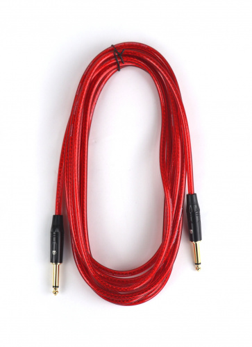 AuraSonics J63J63-5TRD гитарный кабель Jack TS 6.3мм Jack TS 6.3мм 5м, прозрачный красный фото 2
