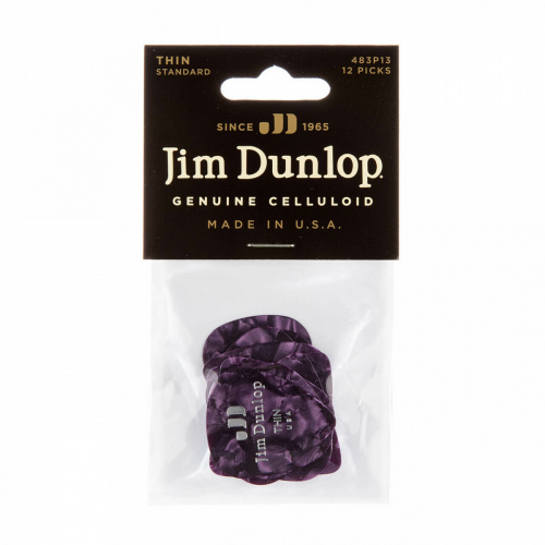 Dunlop Celluloid Purple Pearloid Thin 483P13TH 12Pack медиаторы, тонкие, 12 шт. фото 4
