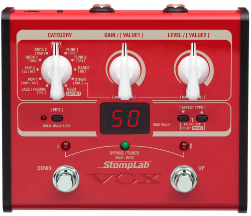 VOX STOMPLAB 1B процессор эффектов для бас гитар, 100 заводских и 20 пользовательских пресетов, 60 типов эффектов, до 8 одновременно работающих эффект