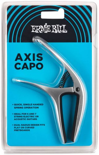 Ernie Ball 9601 Axis Capo Silver, универсальный каподастр, пружинный, цвет серебряный фото 2
