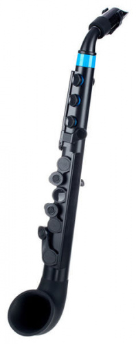 NUVO jSax (Black/Blue) саксофон, строй С (до) (диапазон полторы октавы), материал АБС-пластик цвет чёрный/синий, в комплекте кейс, таблица аппликатур 