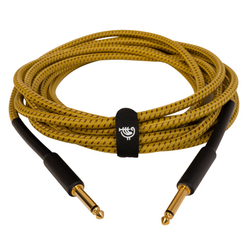 ROCKDALE Wild EY5 инструментальный (гитарный) кабель, материал твид, цвет желтый, металлические разъемы mono jack mono jack, 5 фото 3