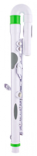 NUVO jFlute White/Green флейта, изогнутая головка, материал АБС-пластик, цвет белый/зеленый, в комплекте мундштук, колено ре, смазка, чехол, тряпочка  фото 2