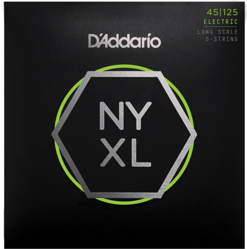 D'Addario NYXL45125 Струны для пятиструнной бас гитары Long, Light/Medium, 45-125