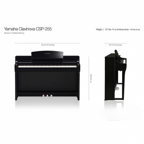 Yamaha CSP-255WH цифровое пианино с банкеткой, GrandTouch-S фото 3