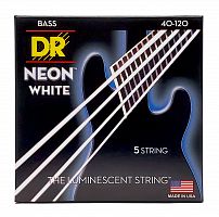 DR NWB5-40 HI-DEF NEON струны для 5-струнной бас гитары с люминесцентным покрытием белые 40
