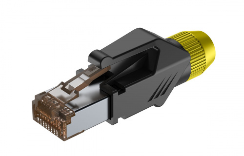 ROXTONE RJ45C5E-PH-YL Ethernet Разъем RJ45(часть A)  CAT5e, 150 МГц, макс. AWG26, металлический зажим, с удобным держателем сердечника провода (деталь