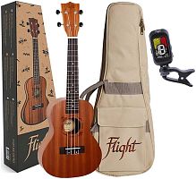 FLIGHT NUC PACK укулеле + тюнер, концерт, корпус сапеле