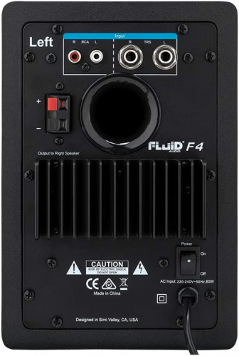 Fluid Audio F4 пара мониторов, двухполосные, 30 Вт RMS, с балансным/небалансным подключением фото 3