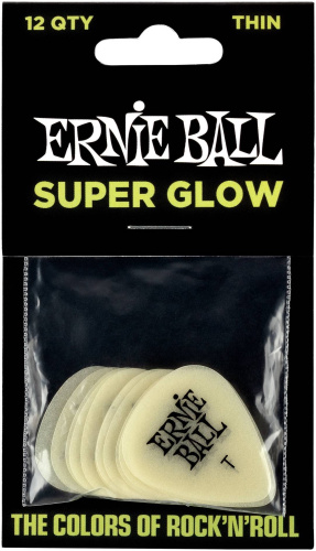 Ernie Ball 9224 медиатор. Тонкий/0,46мм/Белый цвет/Светится в темноте/12 шт.в уп./цена за упаковку фото 2