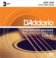 D'ADDARIO EJ15-3D 3-PACK ACOUS GTR PB X-LITE Коробка из 3 компл. струн для акуст. гитары Extra Lig