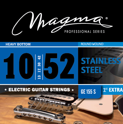 Magma Strings GE155S Струны для электрогитары 10-52, Серия: Stainless Steel, Калибр: 10-13-17-30-42-52, Обмотка: круглая, нержавеющая сталь.