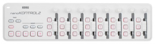 KORG NANOKONTROL2-WH портативный USB-MIDI-контроллер, 8 фейдеров, 8 регуляторов, 24 кнопки, транспортные кнопки, кнопки Cycle, Marker, Track, разъём m фото 4