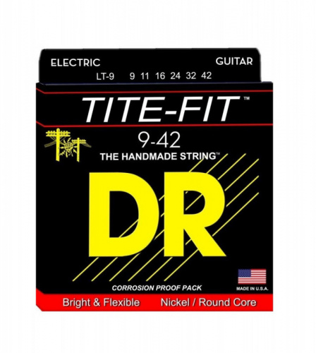 DR LT-9 серия Tite-Fit для электрогитары, никелированные, Light (9-42)