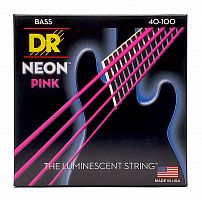 DR NPB-40 HI-DEF NEON струны для 4-струнной бас гитары с люминесцентным покрытием розовые 40 1