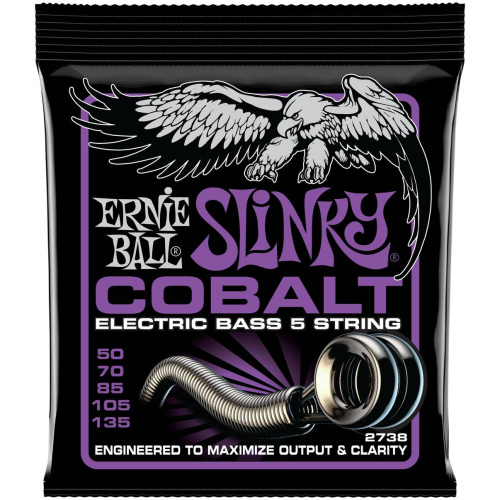 ERNIE BALL 2738 струны для 5-стр. бас-гитары Cobalt Bass Power Slinky (50-135)