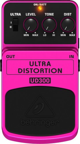 Behringer ULTRA DISTORTION UD300 педаль 2-режимный дисторшн - теплый overdrive и яркий, резкий звук для сольных партий