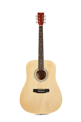 SX SD104 Гитара акустическая, корпус: липа, гриф: окуме, накладка грифа и нижний порожек: палисандр, колки: хромированное покрытие, цвет натуральный м