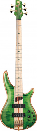 IBANEZ SR5FMDX-EGL электрическая бас-гитара, 5 струн, корпус ясень с топом из огненного клёна, цвет изумрудный зелёный