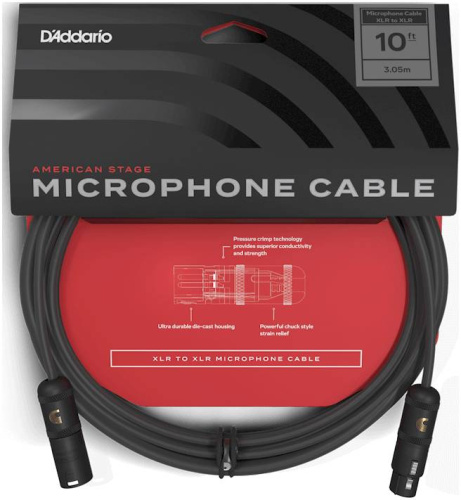 Planet Waves PW-AMSM-10 микрофонный шнур XLR(F)-XLR(M), длина 3,05 м, серия American Stage фото 3