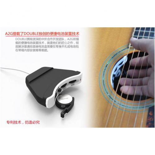 X2 DOUBLE A2G пьезозвукосниматель для акустической гитары с микрофоном, громкость, микрофон, регул фото 9