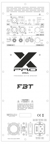 FBT X-PRO 215A активная акустическая система 2х15 800Вт, 50Гц-20кГц, SPL 129dB фото 2